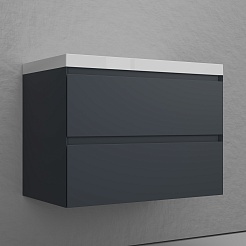 Style Line Тумба с раковиной Манхэттен 80 Plus подвесная эмаль графит матовая – фотография-3